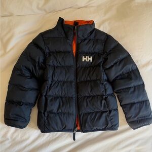 Kids Helly Hansen Reversible Puffer Jacket - Navy and Orange